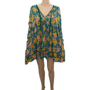 Zara Trafaluc Babydoll Green Floral Romper Dress Boho Indie Cottagecore Size S